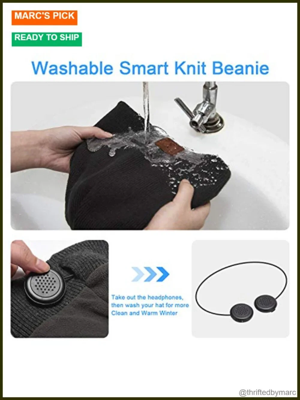 Bluetooth Beanie Cap Wireless Knit Winter Hat with Mic Stereo Speakers